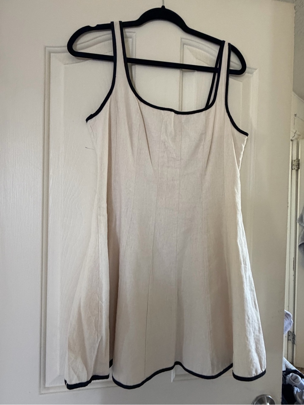 7 For All Mankind Cream Dress with Black Trim
